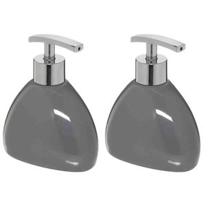 2x Stuks Zeeppompjes/zeepdispensers van keramiek - grijs - 300 ml