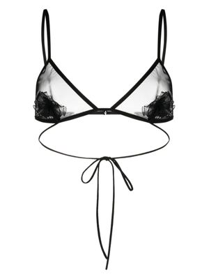 Nensi Dojaka soutien-gorge à appliques fleurs - Noir