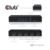club3D CSV-1380 4 poorten HDMI-splitter 4096 x 2160 Pixel Zwart - thumbnail
