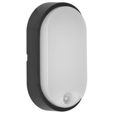 LED lamp ovaal 10W 4000K 700 lumen IP64 Bewegingssensor Zwart Megatron