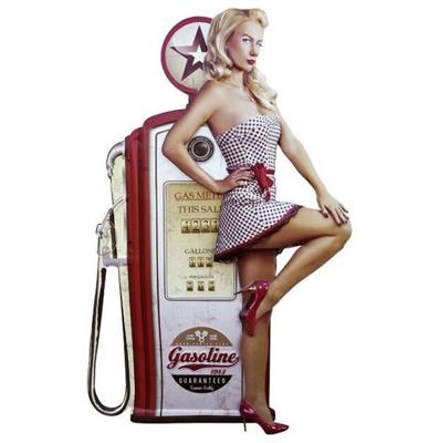 Pin-up Gas Pump Garage Gasoline Metalen Bord Met Relief XXL 55 x 83 cm