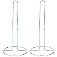 Keukenrolhouder - 2x stuks - staand - rvs - zilver - D13 x H33 cm Keukenrolhouder - 2x stuks - staand - rvs - zilver - D13 x H33 cm