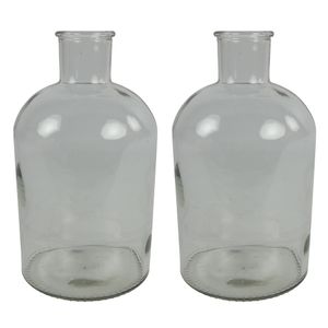 2x Stuks Countryfield Vaas - helder glas - Apotheker fles - D17 x H31 cm