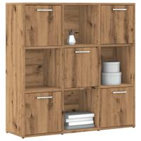 Boekenrek 90x28x90 cm bewerkt hout artisanaal eikenkleurig