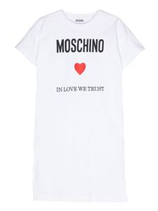 Moschino Kids robe en coton à logo brodé - Blanc