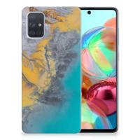 Samsung Galaxy A71 | TPU | Siliconen hoesje | Marble Blue Gold