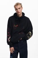Sweatshirt met capuchon en landschap - BLACK - S