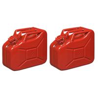 Jerrycan - Set van 2x stuks - metaal - 10L - rood - geschikt voor benzine / diesel