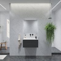 Badkamermeubelset Gliss Eros 70 cm Met Wastafel Zwart Eiken