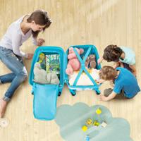 2-Delige Kinderkoffer + Rugzak Kindertrolley Kinderbagage Kinderkofferset Reiskoffer met Harde Schaal Blauw