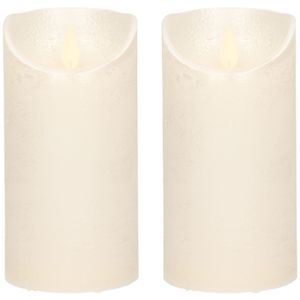 2x Creme parel LED kaarsen / stompkaarsen met bewegende vlam 15 cm