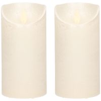 2x Creme parel LED kaarsen / stompkaarsen met bewegende vlam 15 cm