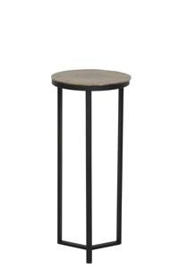 Light & Living Bijzettafel 'Retiro' zuil, mat zwart+ruw antiek brons