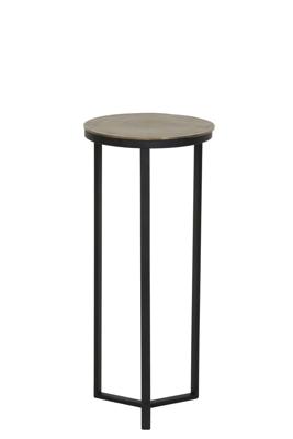 Light & Living Bijzettafel 'Retiro' zuil, mat zwart+ruw antiek brons