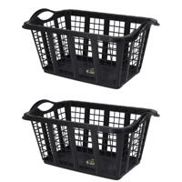 Storage Solutions wasmand met handvatten - 2x - zwart - 37 liter - 60 x 40 x 30 cm