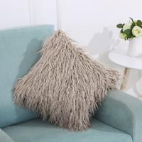 Fluweel lang pluche kussen cover populaire vierkante harige cover Home bed kamer decoratie kussensloop grootte: 45 x 45cm (kaki)