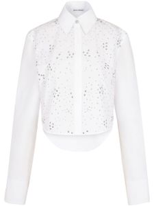 Rabanne chemise crop à détails de clous - Blanc