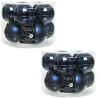 20x Donkerblauwe glazen kerstballen 6 cm glans en mat