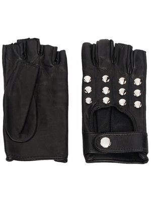 Manokhi gants en cuir à détails de clous - Noir