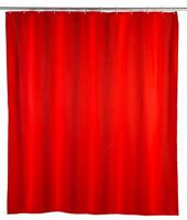 Wenko anti-schimmel douchegordijn 180x200cm polyester uni rood inclusief ringen