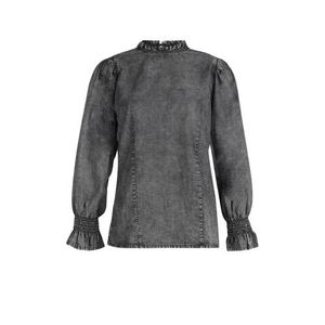 Eksept by Shoeby top Thunder met ruches zwart