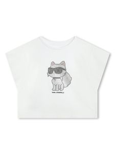 Karl Lagerfeld Kids t-shirt en coton à ornements - Tons neutres