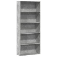 Boekenkast 80x30x189 cm bewerkt hout betongrijs