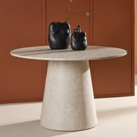 Nohr Ronde Eettafel 'Mikeisha' Marmerlook, 120cm, kleur Beige