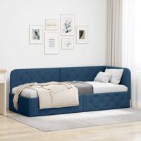 Hoekbedframe met hoofdeinde Blauw 80 x 200 cm Stof