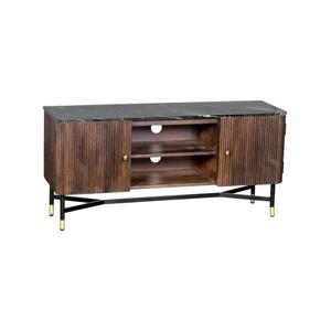 Giga Meubel - Tv Meubel Bruin Mangohout - Zwart Marmer - 130cm - Japandi