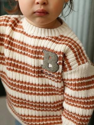 Gestreept katoenen trui voor babyjongens beige, gestreept