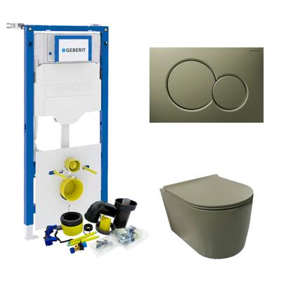 Geberit UP320 Toiletset Wandcloset Salenzi Civita Mat Legergroen met Sigma 01 Drukplaat