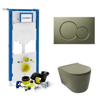 Geberit UP320 Toiletset Wandcloset Salenzi Civita Mat Legergroen met Sigma 01 Drukplaat