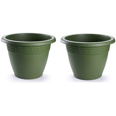 Plasticforte Plantenpot - 4x - donkergroen - 35 x 28 cm - bloempot - kunststof - rond
