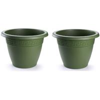 Plasticforte Plantenpot - 4x - donkergroen - 35 x 28 cm - bloempot - kunststof - rond