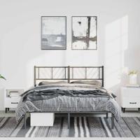 Bedframe met hoofdbord metaal zwart 135x190 cm