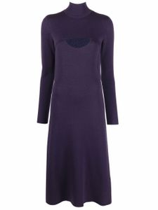 Ferragamo robe Lamé mi-longue en laine - Violet