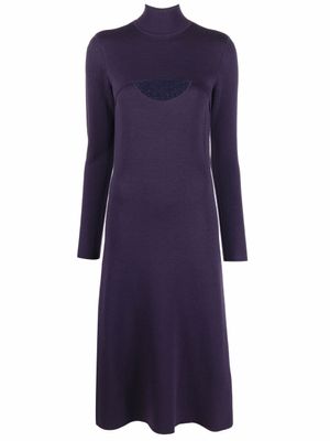 Ferragamo robe Lamé mi-longue en laine - Violet