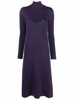 Ferragamo robe Lamé mi-longue en laine - Violet