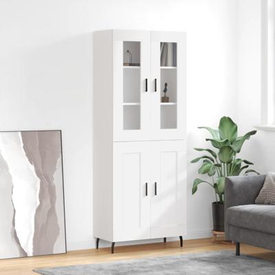 Hoge kast 69,5x34x180 cm bewerkt hout wit