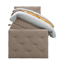 Leen Bakker - Boxspring Met Opbergruimte En Voetbord Liv Geruit - 90x200cm - Stof - Beige