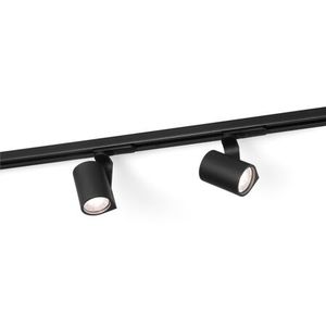 Wever Ducre 1 phase Rails 200 cm met 2 Sqube on Track 1.0 LED Spot - 2700K - Zwart