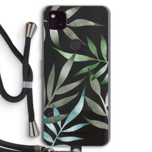 Tropical watercolor leaves: Pixel 4a 5G Transparant Hoesje met koord