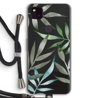 Tropical watercolor leaves: Pixel 4a 5G Transparant Hoesje met koord