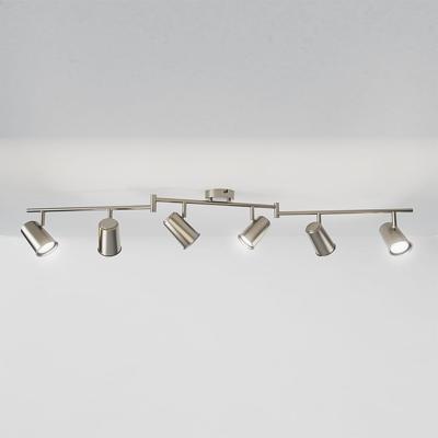 Riga - LED plafondlamp - 30 Watt 2400 Lumen - 6 spots - 6000K Neutraal wit - Draaibaar en dimbaar - GU10 - Kantelbaar - Plafondspot - IP20 Voor binnen - RVS
