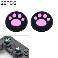 20 stuks Cute Cat Paw siliconen beschermhoes voor PS4 / PS3 / PS2 / XBOX360 / XBOXONE / WIIU Gamepad Joystick (roze)