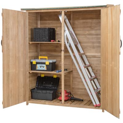 Tuinkast van Hout Gereedschapsschuur Weerbestendig Tuinhuis Houten Schuur met Zadeldak Tuinkast 140 x 50 x 162 cm