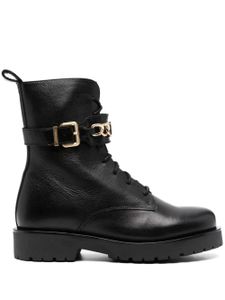 TWINSET bottines en cuir à détail de chaîne - Noir