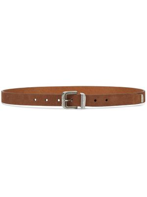 Brunello Cucinelli ceinture en cuir à boucle - Marron