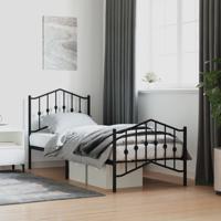 Bedframe met hoofd- en voeteneindemetaal zwart 90x200 cm